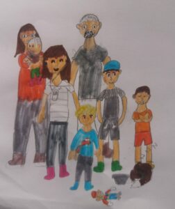 perhe lapsen piirrostyö