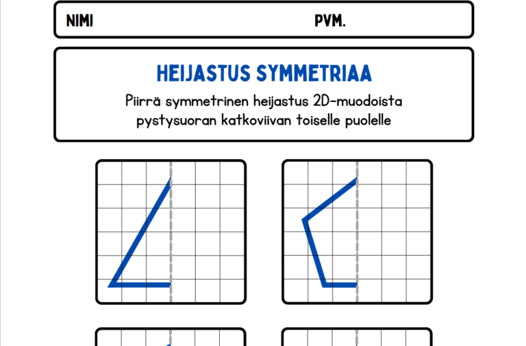 Tulosta ja harjoittele heijastus symmetriaa