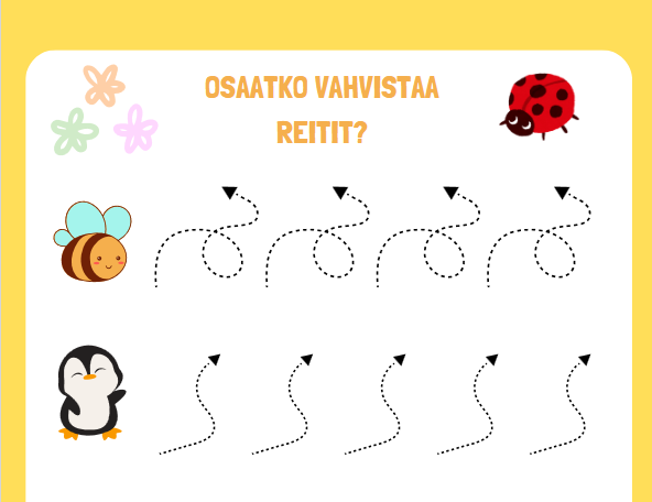 Tulostettava kynänkäyttöharjoitus lapsille