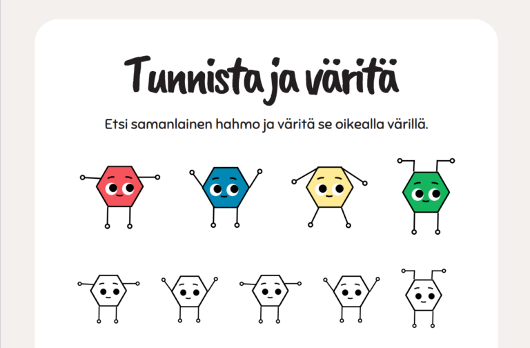 Iloinen värittämistehtävä havainnointiin