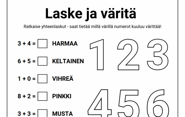 Laskutehtävä värityksellä