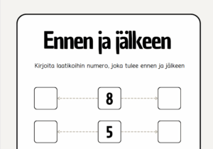 ennen ja jälkeen numerot - harjoitus tulostettava
