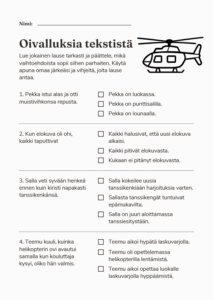 Hauska luetun ymmärtämisen harjoitus