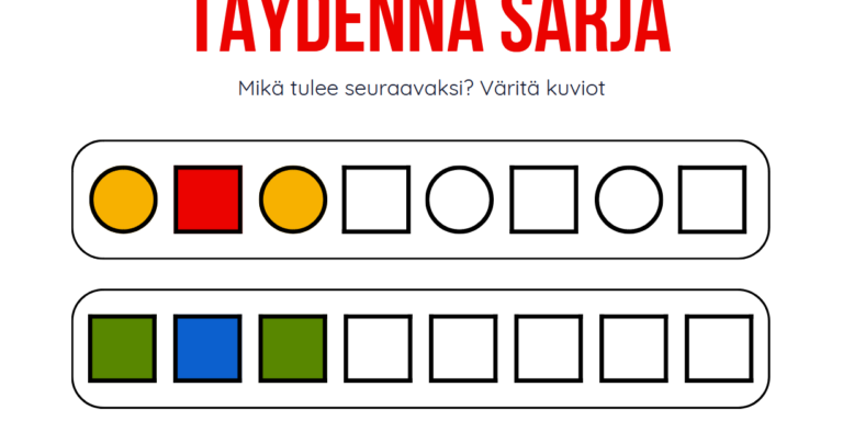 Tulostettava tehtävä: Täydennä sarja