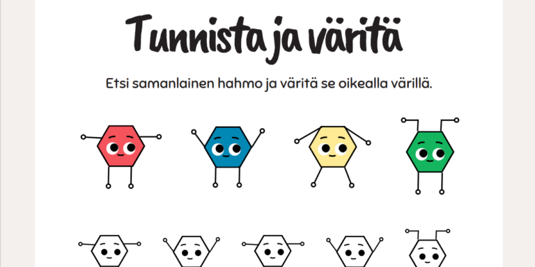 Hauskaa väritystä – kuusikulmaisten otusten värittämistehtävä Hauskaa väritystä – kuusikulmaisten otusten värittämistehtävä