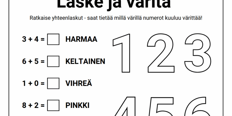 Laskutehtävä värityksellä