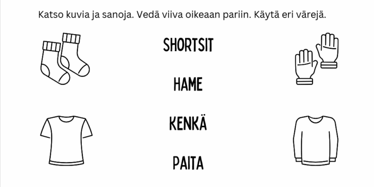 Yhdistä asusteet - hauska kieli- ja kuvatehtävä lapsille! Yhdistä asusteet - hauska kieli- ja kuvatehtävä lapsille!